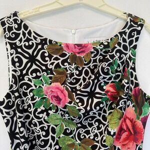 Joseph Ribkoff‎ Black & White Scroll Floral Print Sleeveless Sheath Dress Size 8
